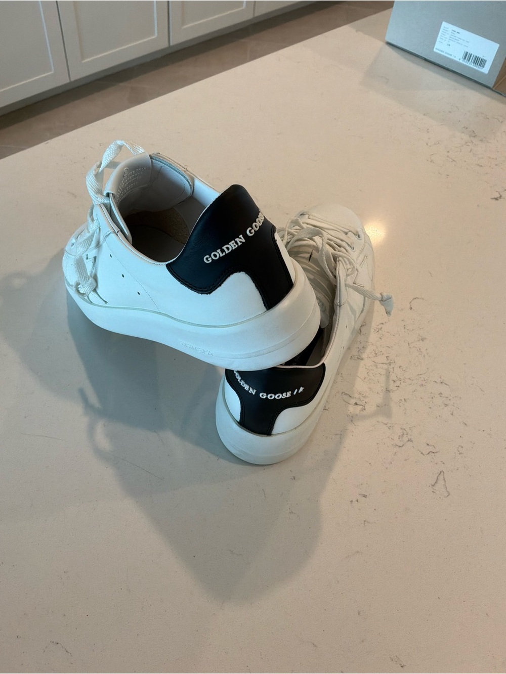 Golden Goose White Leather Sneakers with Black Heel Tab - Picture 7 of 12